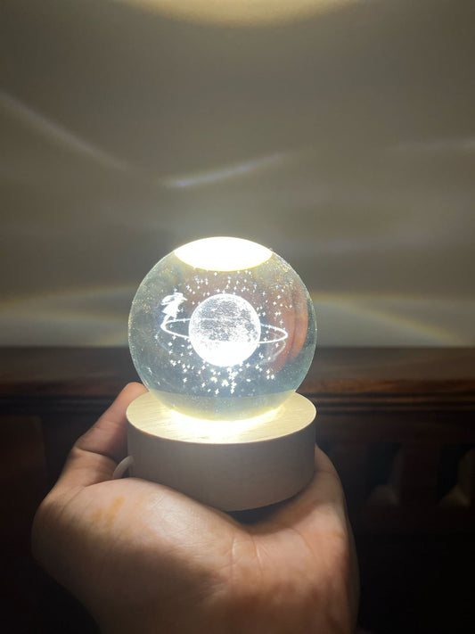 3D Crystal Night Lamp – Fairy on Planet | Magical LED Gift Lamp