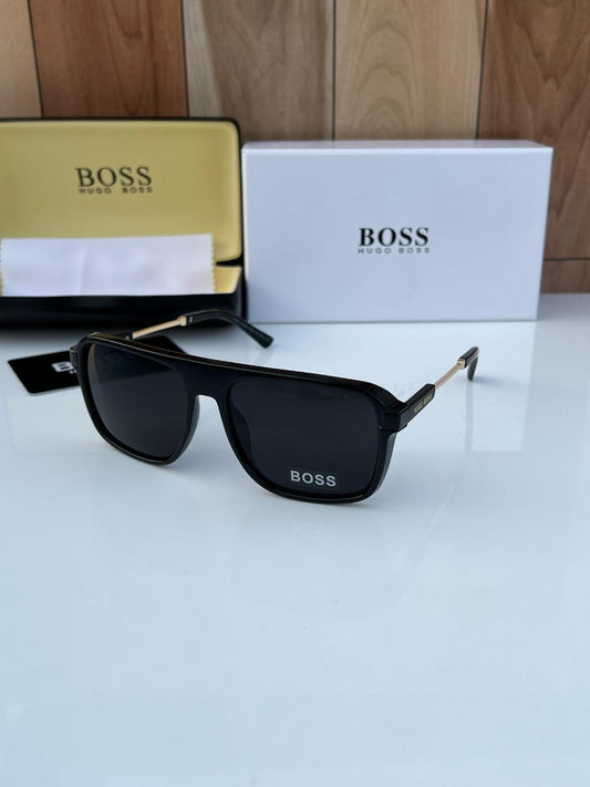 Men's Black Square Frame Polarized Sunglasses with Premium Hard Case