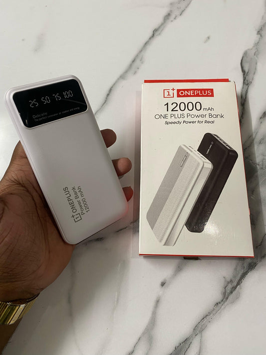 OnePlus 12000mAh Power Bank – Fast Charging | Sleek Digital Display | Dual USB Output