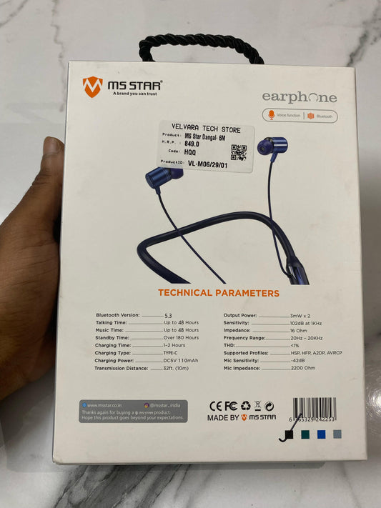 MS STAR DANGAL Bluetooth Neckband 🎧 | Magnetic Lock 🧲 | Vibration Alert 🔔 | Superior Bass 🎶 | Long Battery 🔋