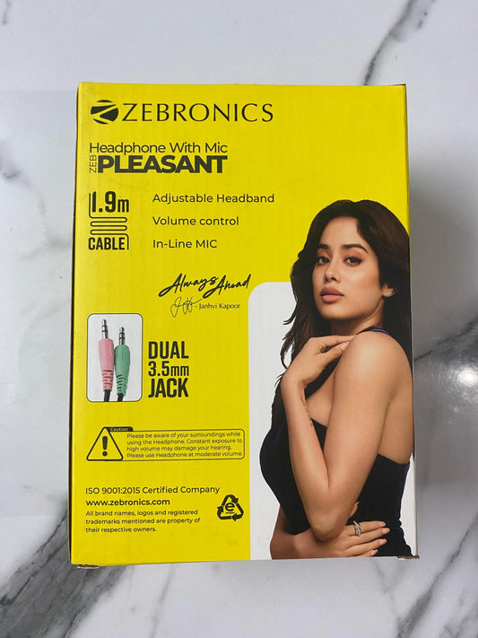 ๐ง Zebronics ZEB-PLEASANT Headphone with Mic ๐ค โ Dual 3.5mm Jack | PC Compatible | 40mm Drivers