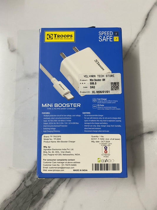 Troops 40W Mini Booster ⚡ Type-C PD PPS Smart Charger | Ultra Fast Travel Adapter 🚀