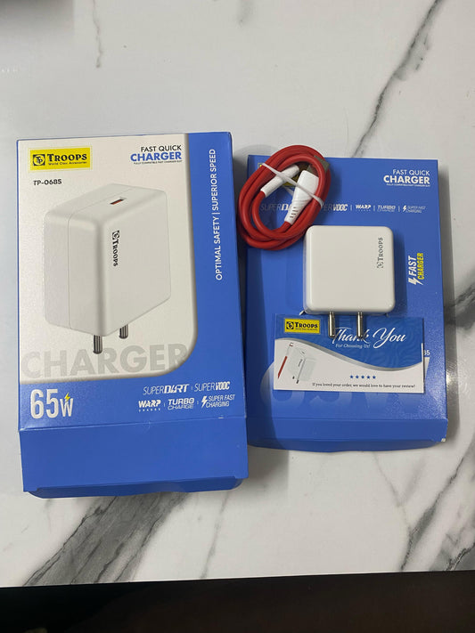 ⚡ Troops 65W Fast Quick Charger | SuperDart | VOOC | Turbo Charge | Warp Compatible 🔌
