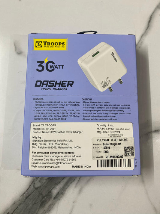 Troops 30W Dasher Travel Charger ⚡ | VOOC, SuperVOOC, Warp & Dash Compatible 🚗