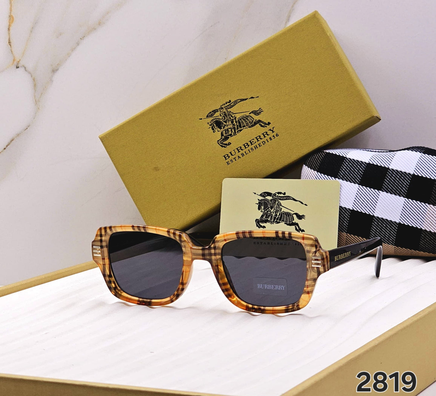 Burberry-Inspired Premium Sunglasses 🕶️ | Iconic Check Temples | UV Protected | Unisex Fashion 🖤