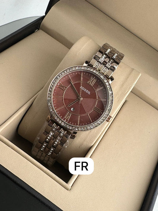Fossil Style Luxury Women's Watch 💎 – Multiple Color Options | Crystal Bezel | Master Quality