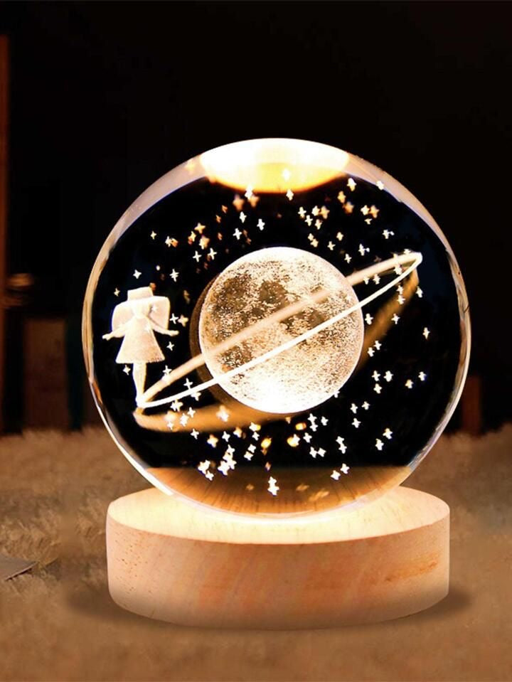 3D Crystal Night Lamp โ Fairy on Planet | Magical LED Gift Lamp