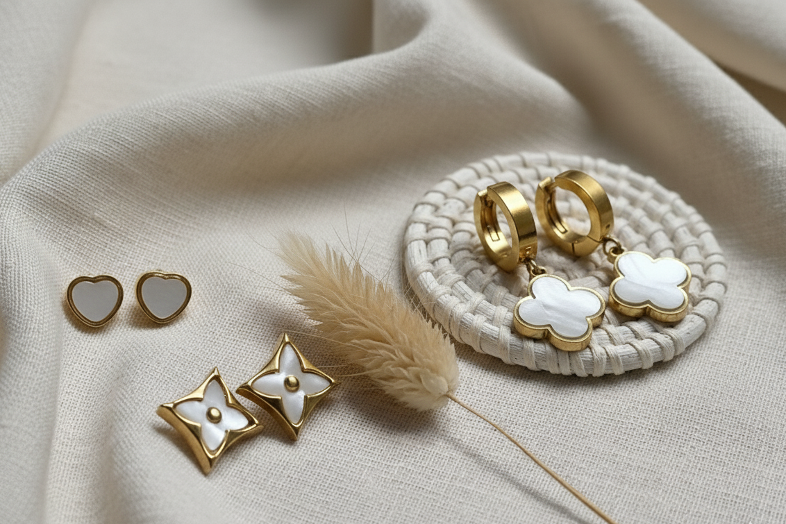 🤍 The Ethereal Trio Earring Set – Grace in Every Shape