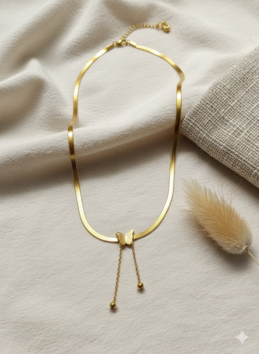 🦋 The Auric Grace Necklace – Golden Wings of Elegance